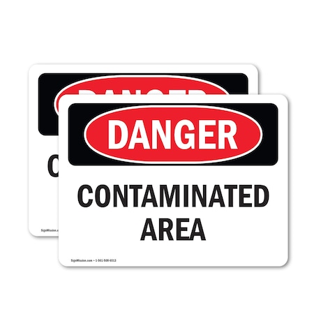 Signmission Contaminated Area Danger Sign, Vinyl Decal, 18in W x 12in L, 2PK OS-2PACK-DS-D-1218-L-1833